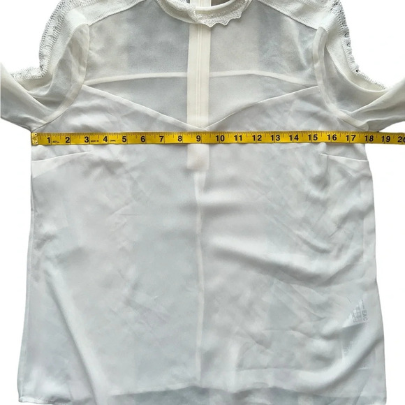 Marciano Abela Vanilla Sheer Long Sleeve Blouse Top XS NWT Women’s Elegant Chic - Picture 6 of 8